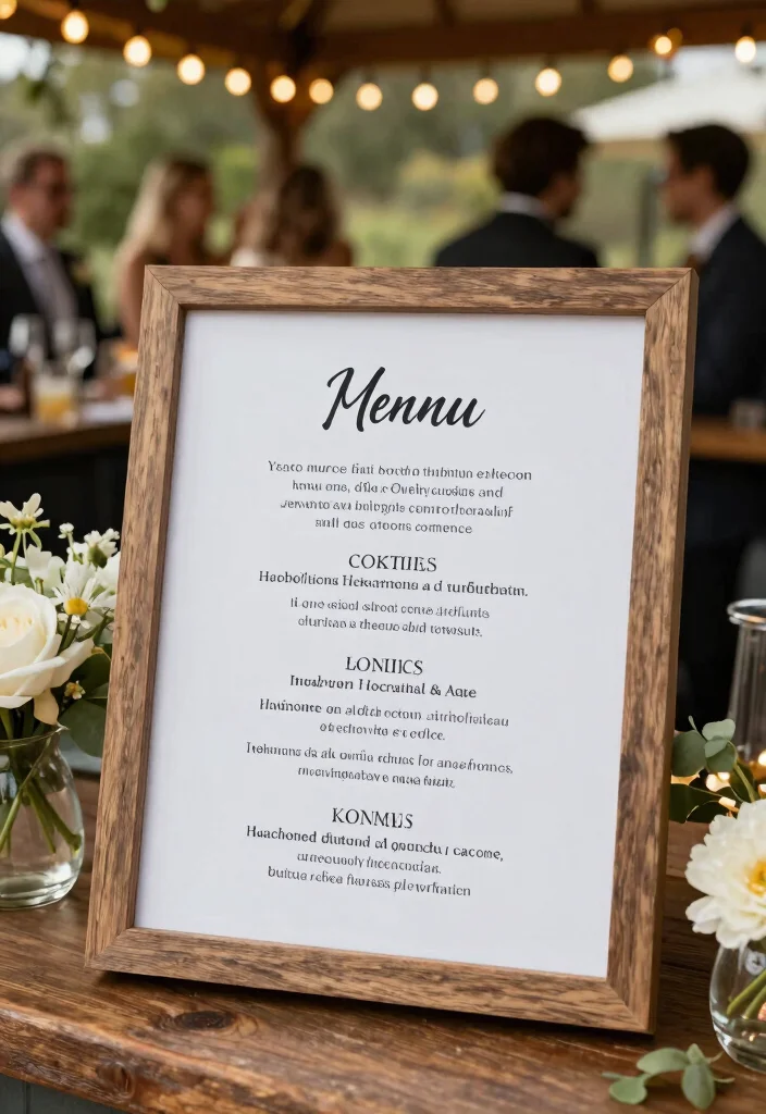 14 Bar Decorations Wedding Ideas That Look Stylish - 12. Personalized Bar Menu 1