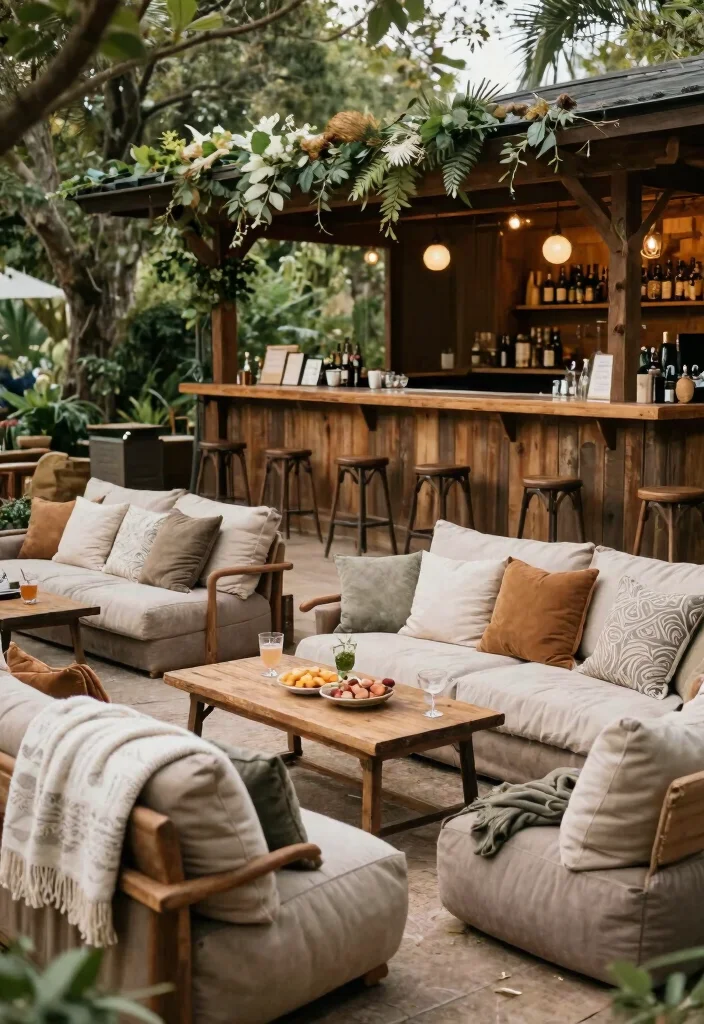 14 Bar Decorations Wedding Ideas That Look Stylish - 14. Cozy Lounge Area Near the Bar 1