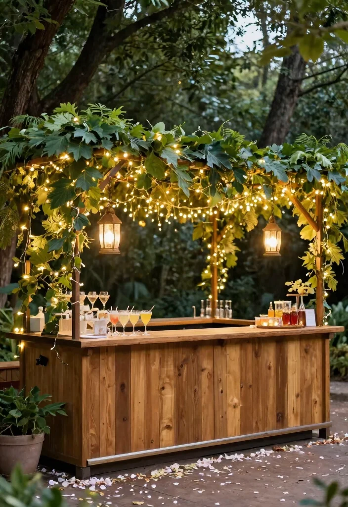 14 Bar Decorations Wedding Ideas That Look Stylish - 2. Fairy Light-Infused Bar 1