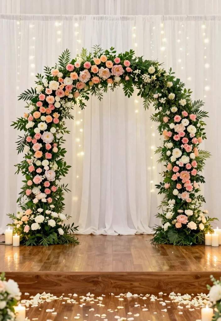 14 Simple Wedding Stage Decorations Indoor Ideas That Feel Chic 1 14 Simple Wedding Stage Decorations Indoor Ideas That Feel Chic - 1. Elegant Floral Arches 1