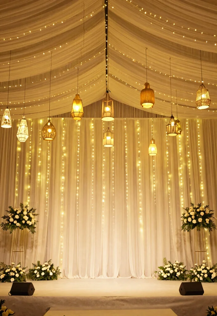 14 Simple Wedding Stage Decorations Indoor Ideas That Feel Chic 61 14 Simple Wedding Stage Decorations Indoor Ideas That Feel Chic - 11. String Lights and Lanterns 1