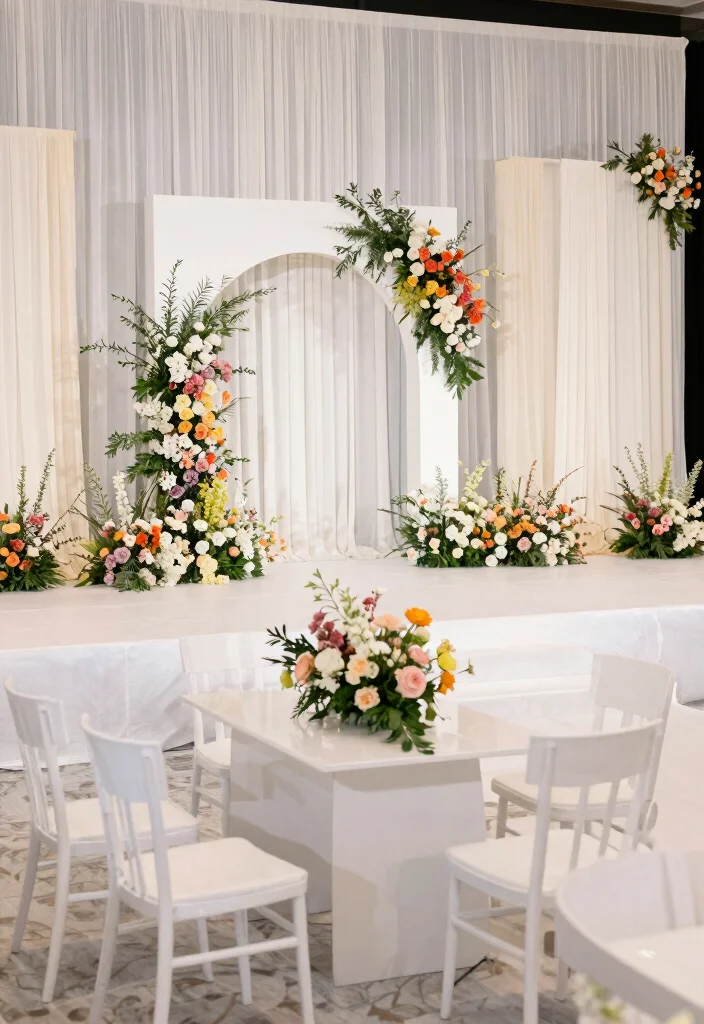 14 Simple Wedding Stage Decorations Indoor Ideas That Feel Chic 64 14 Simple Wedding Stage Decorations Indoor Ideas That Feel Chic - 14. White Furniture Accents 1