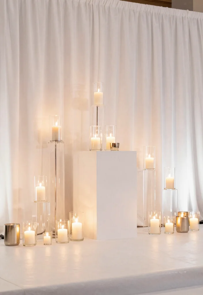 14 Simple Wedding Stage Decorations Indoor Ideas That Feel Chic 34 14 Simple Wedding Stage Decorations Indoor Ideas That Feel Chic - 4. Minimalist Candle Arrangements 1