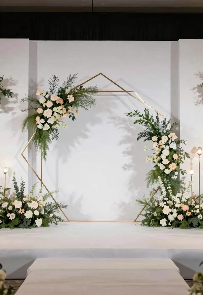 14 Simple Wedding Stage Decorations Indoor Ideas That Feel Chic 37 14 Simple Wedding Stage Decorations Indoor Ideas That Feel Chic - 7. Minimalist Geometric Designs 1
