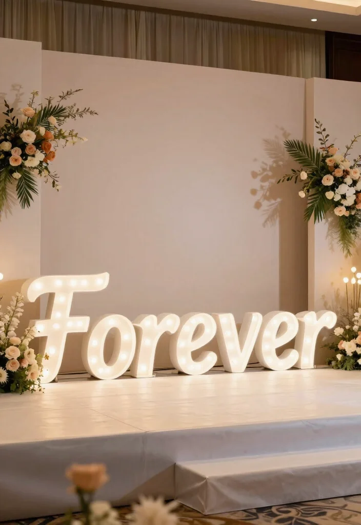 14 Simple Wedding Stage Decorations Indoor Ideas That Feel Chic 49 14 Simple Wedding Stage Decorations Indoor Ideas That Feel Chic - 9. Light-Up Signs 1