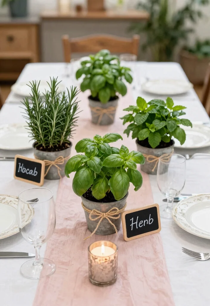 14 Table Decorations Wedding Simple Ideas That Shine - 5. Fresh Herb Centerpieces 1
