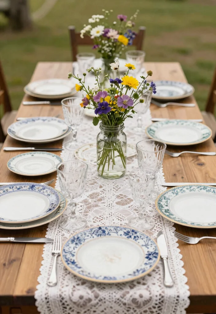 14 Table Decorations Wedding Simple Ideas That Shine - 6. Vintage Tableware 1