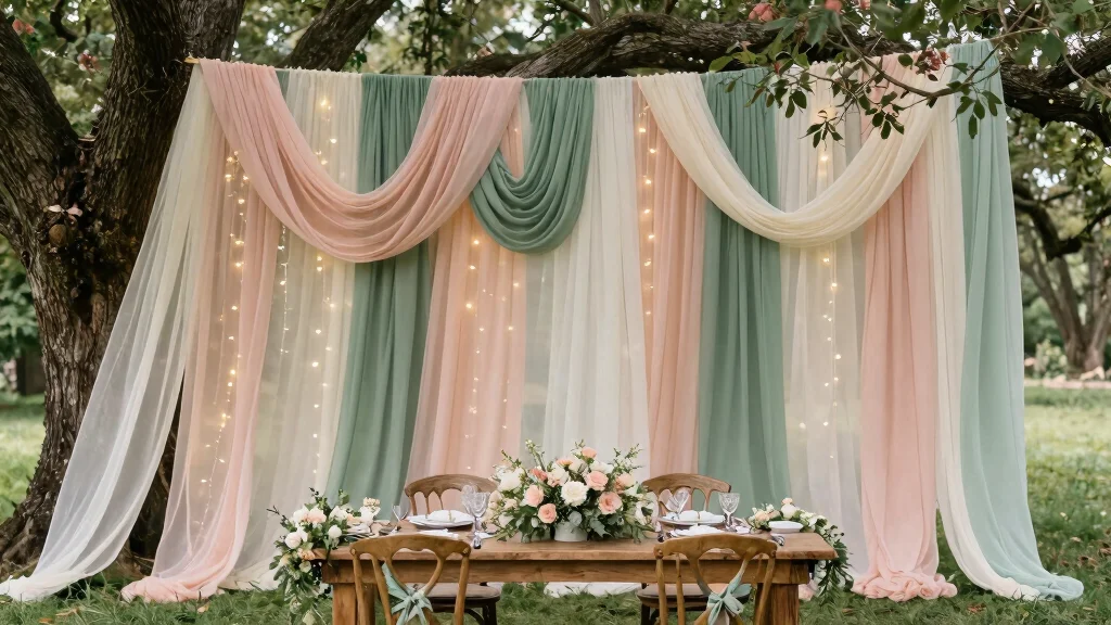 14 Wedding Fabric Backdrop Ideas With Soft Draping Style