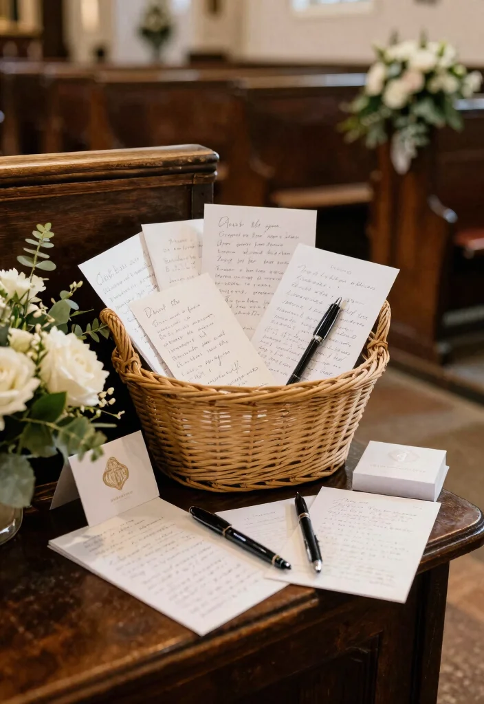 14 Wedding Pew Decorations Church Ideas With Soft Elegance - 10. Handwritten Guest Messages 1