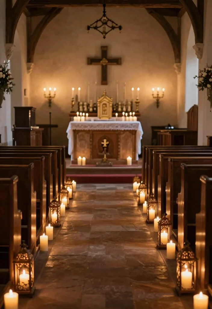 14 Wedding Pew Decorations Church Ideas With Soft Elegance - 12. Candlelit Path 1