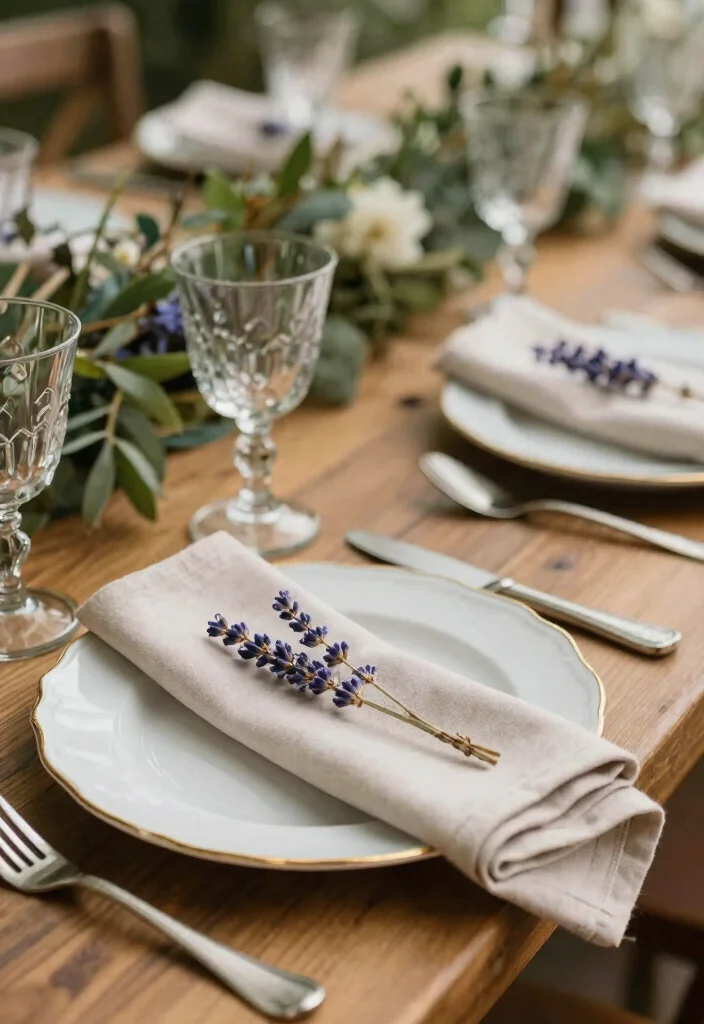 14 Wedding Table Napkins Ideas That Elevate Every Setting - 3. Dried Flower Napkin Accents 1