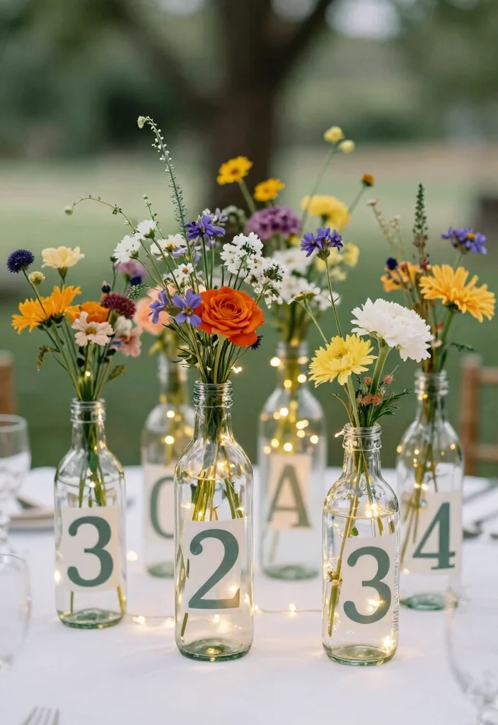 14 Wedding Table Number Ideas That Stand Out Beautifully 60 14 Wedding Table Number Ideas That Stand Out Beautifully - 10. Glass Bottle Table Numbers 1
