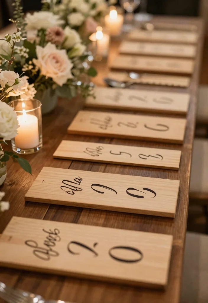 14 Wedding Table Number Ideas That Stand Out Beautifully 61 14 Wedding Table Number Ideas That Stand Out Beautifully - 11. Calligraphy Wood Plank Table Numbers 1