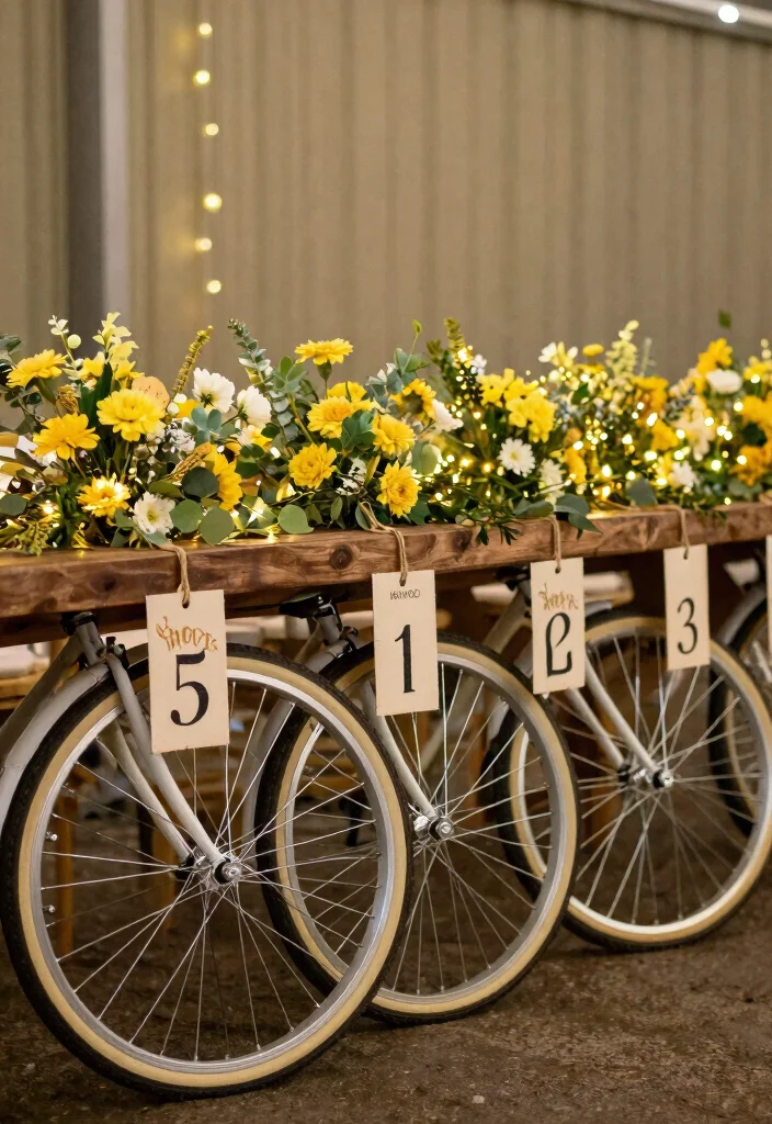 14 Wedding Table Number Ideas That Stand Out Beautifully 63 14 Wedding Table Number Ideas That Stand Out Beautifully - 13. Bicycle Wheel Table Numbers 1