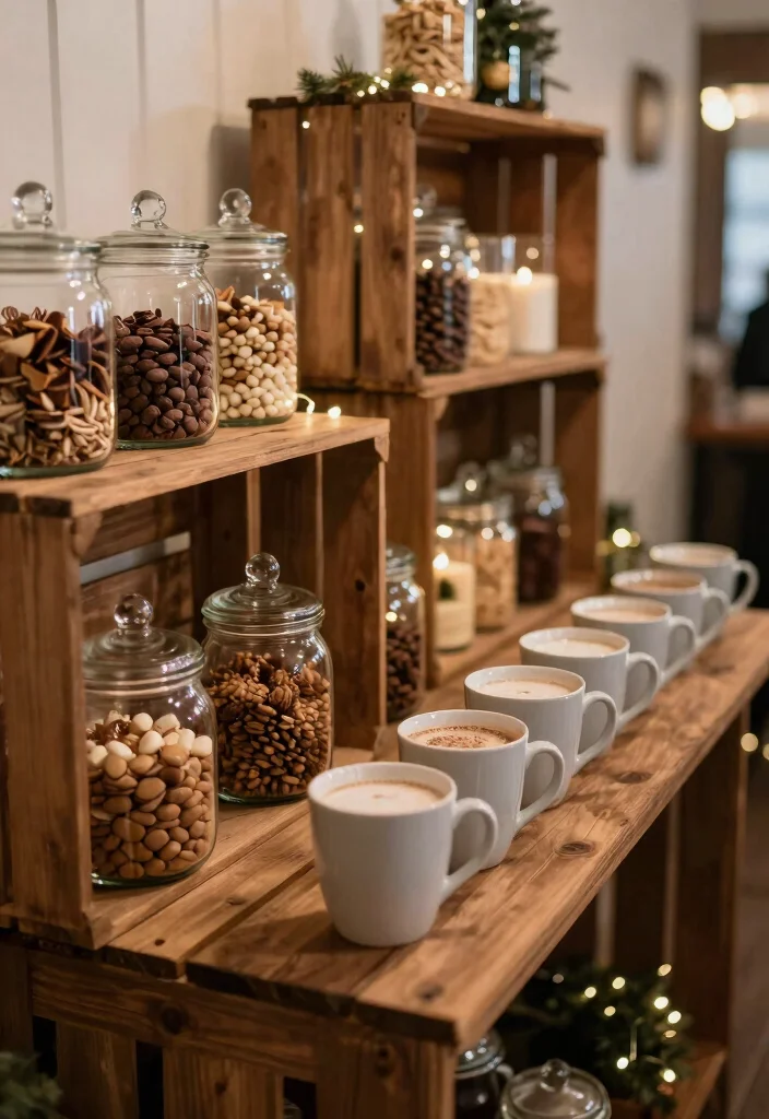 14 Winter Wedding Table Decorations Ideas With Cozy Elegance - 10. Hot Cocoa Station 1
