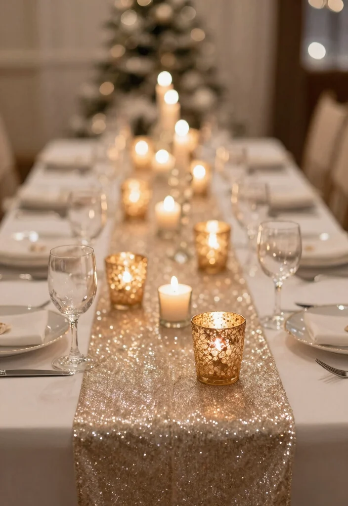 14 Winter Wedding Table Decorations Ideas With Cozy Elegance - 11. Glittering Accents 1
