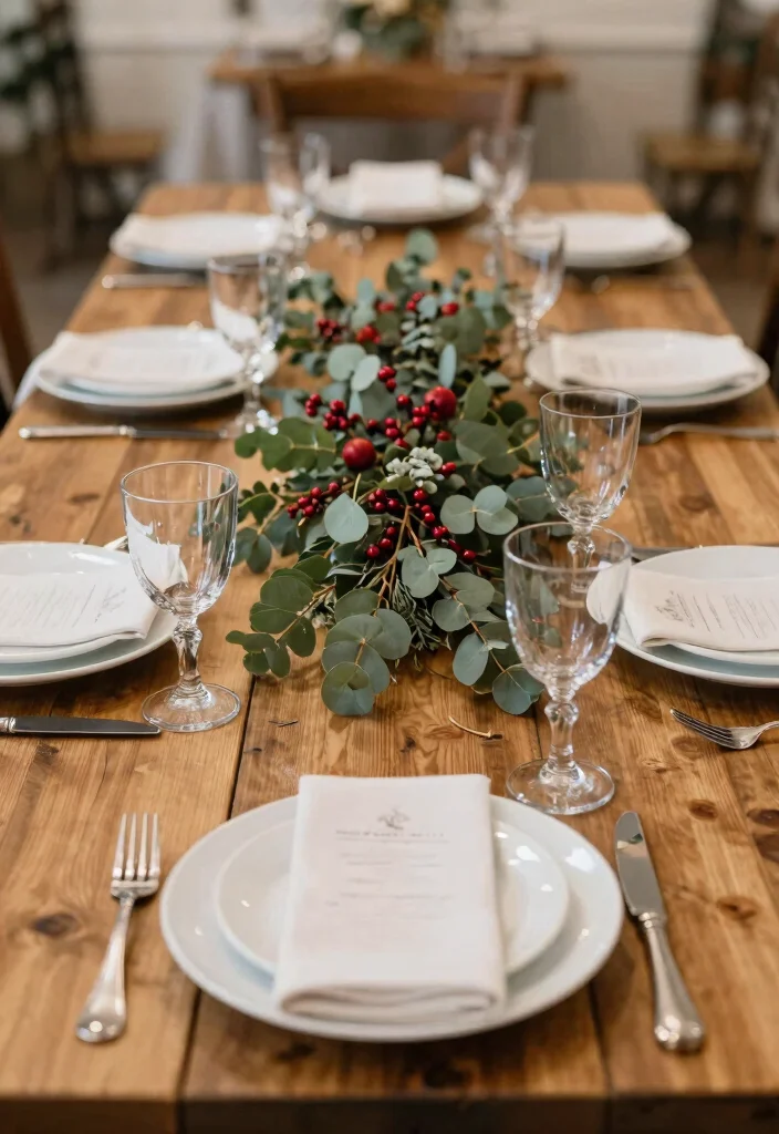 14 Winter Wedding Table Decorations Ideas With Cozy Elegance - 4. Rustic Wooden Elements 1
