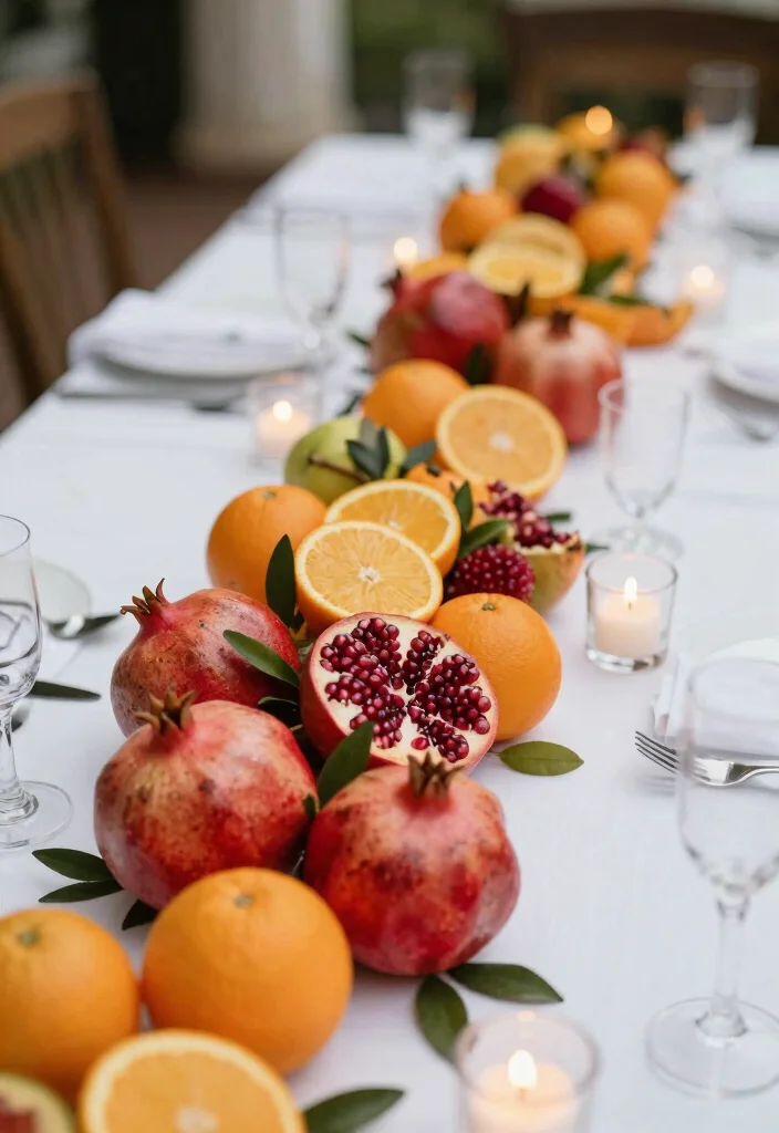 14 Winter Wedding Table Decorations Ideas With Cozy Elegance - 5. Seasonal Fruit Decorations 1