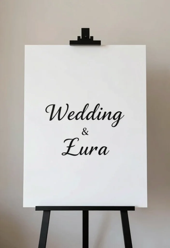 15 Black and White Wedding Backdrop Ideas With Timeless Elegance - 13. Minimalist Black and White Signage 1