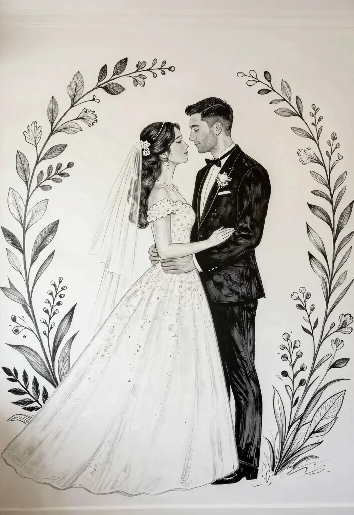 15 Black and White Wedding Backdrop Ideas With Timeless Elegance - 15. Personalized Monochrome Murals 1