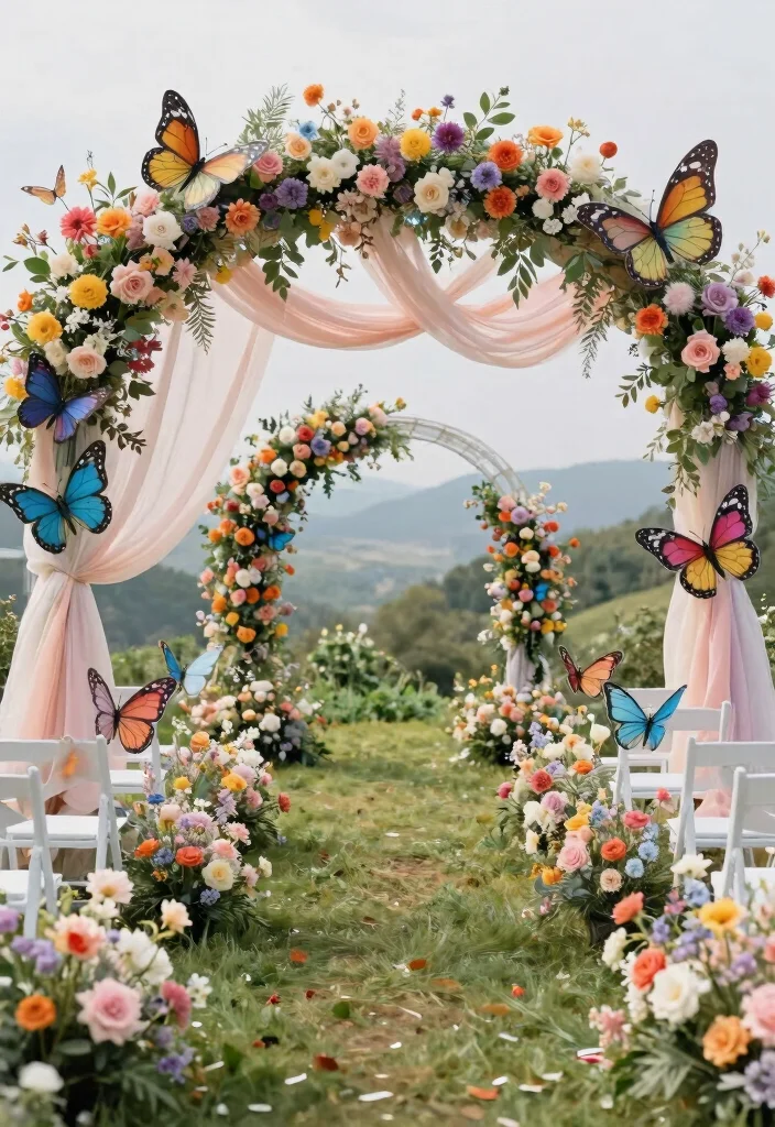 15 Butterfly Wedding Decorations Ideas With Whimsical Beauty - 12. Butterfly-Themed Ceremony Decor 1
