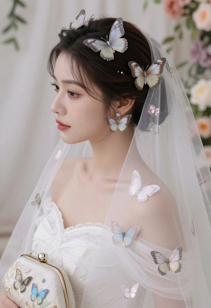 15 Butterfly Wedding Decorations Ideas With Whimsical Beauty - 14. Butterfly Bridal Accessories 1