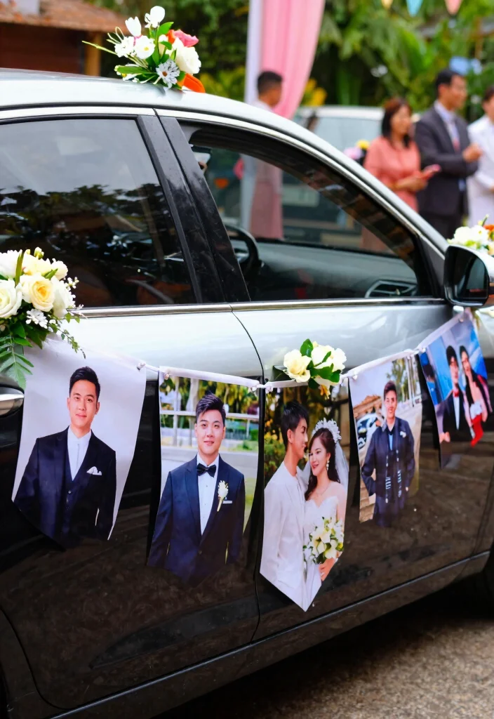 15 Car Decorations for Wedding Indian Ideas That Look Festive - 13. Personalized Photo Banners 1