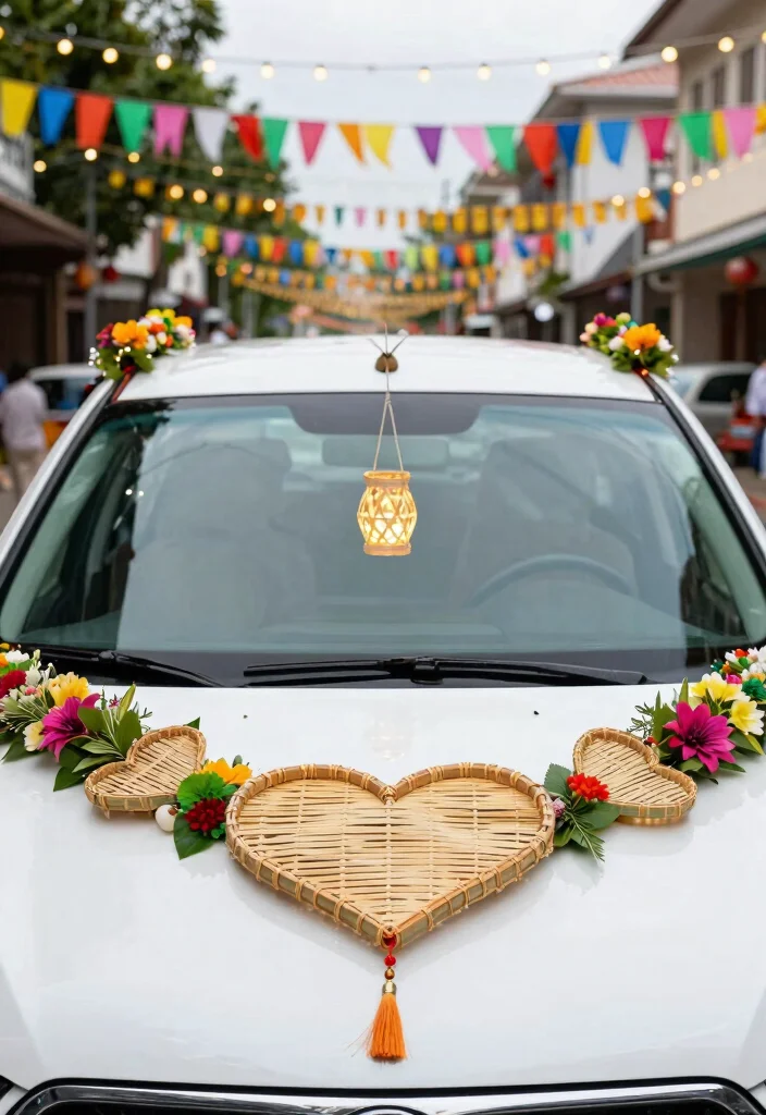 15 Car Decorations for Wedding Indian Ideas That Look Festive - 2. Handcrafted Bamboo Decorations 1