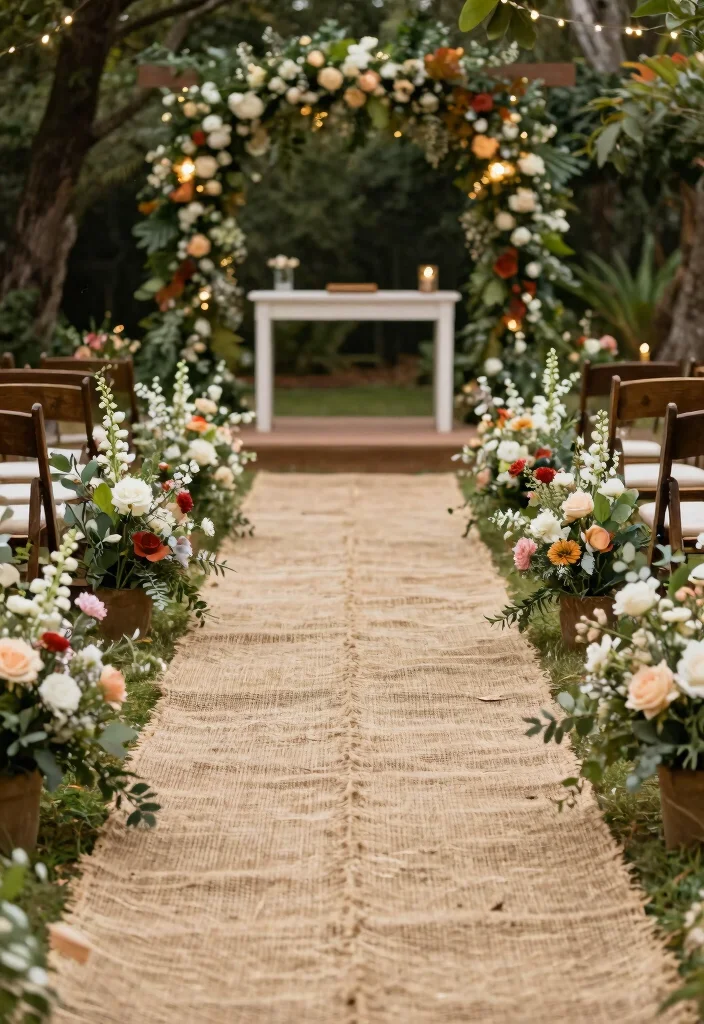 15 Fall Wedding Aisle Decorations Outdoor Ideas With Cozy Vibes - 10. Textured Aisle Runners 1