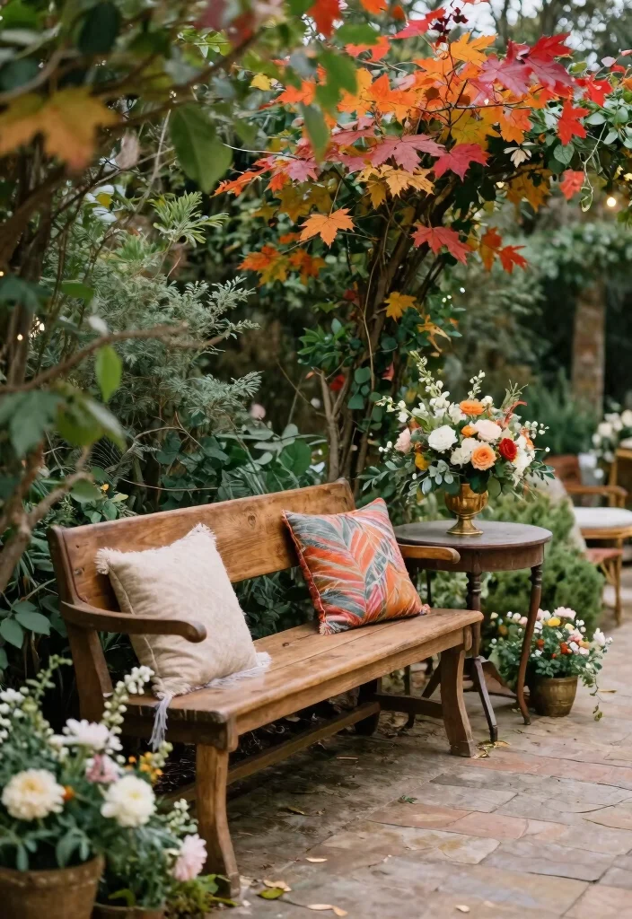 15 Fall Wedding Aisle Decorations Outdoor Ideas With Cozy Vibes - 11. Vintage Furniture Accents 1
