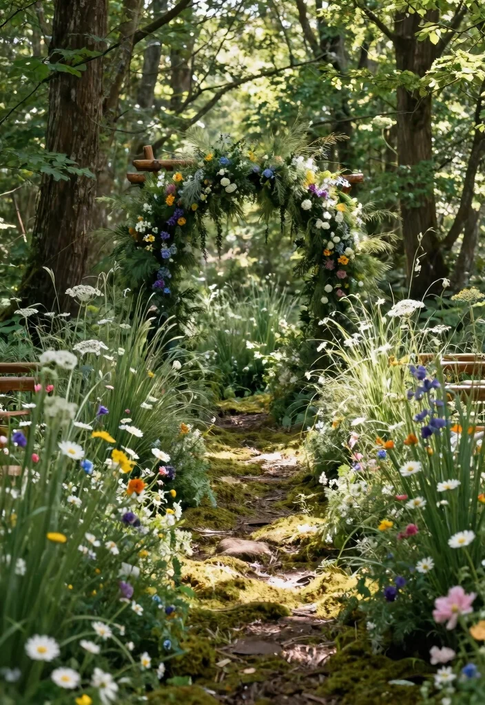 15 Floral Decorations Wedding Ideas With Fresh Romance - 1. Enchanted Forest Aisle 1