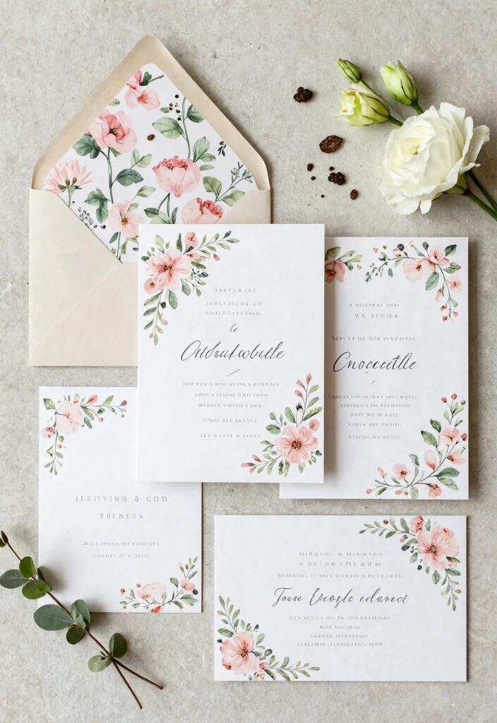 15 Floral Decorations Wedding Ideas With Fresh Romance - 10. Floral Invitations 1