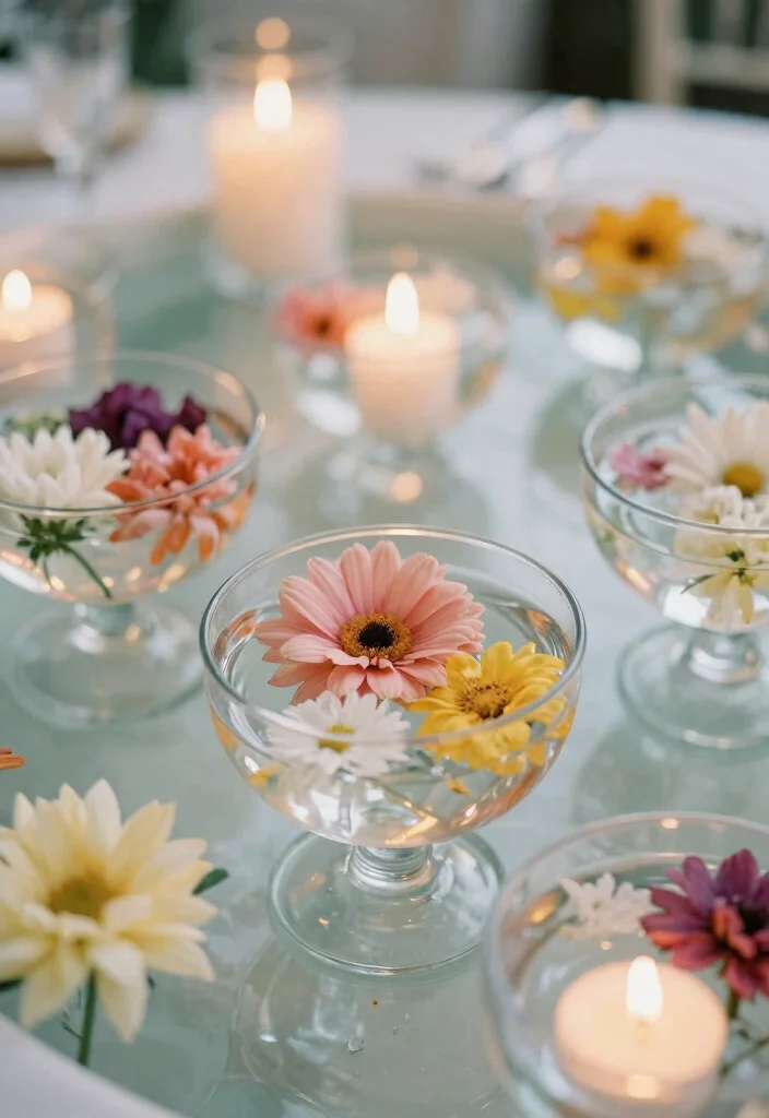15 Floral Decorations Wedding Ideas With Fresh Romance - 14. Floating Floral Arrangements 1
