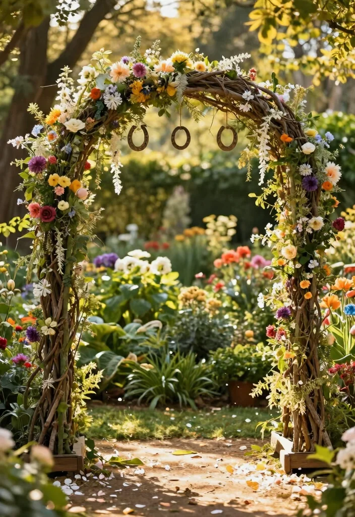 15 Horseshoe Wedding Decorations Ideas With Lucky Charm - 1. Horseshoe Wedding Arch 1