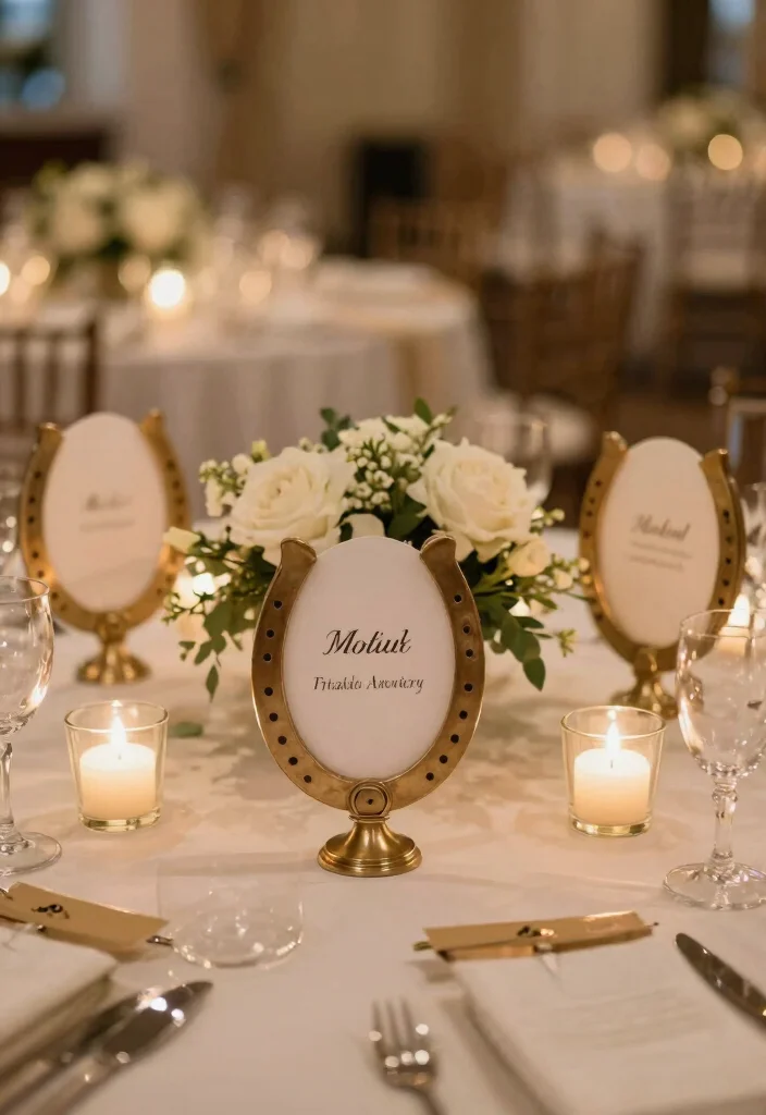 15 Horseshoe Wedding Decorations Ideas With Lucky Charm - 11. Horseshoe Place Card Holders 1