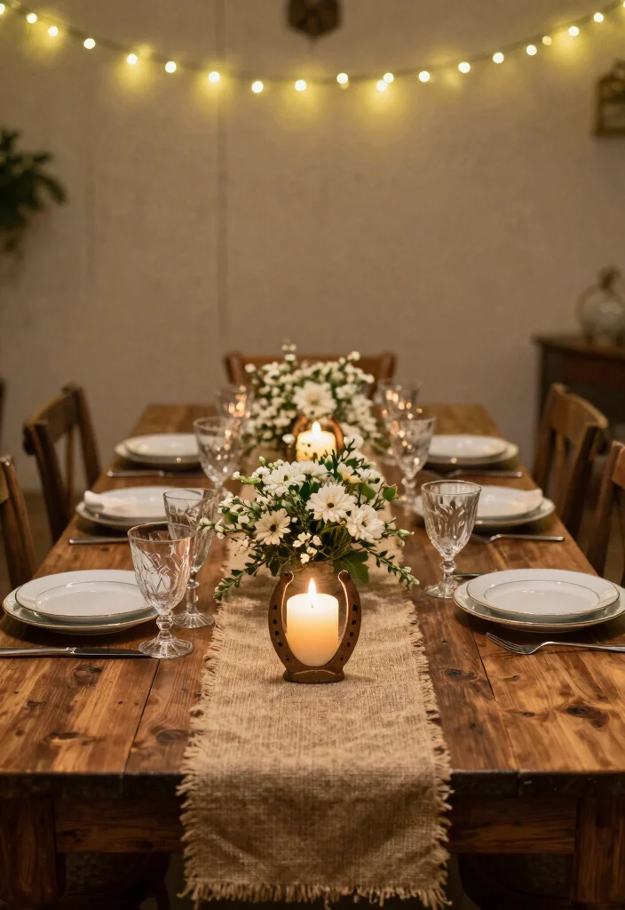 15 Horseshoe Wedding Decorations Ideas With Lucky Charm - 2. Horseshoe Table Centerpieces 1