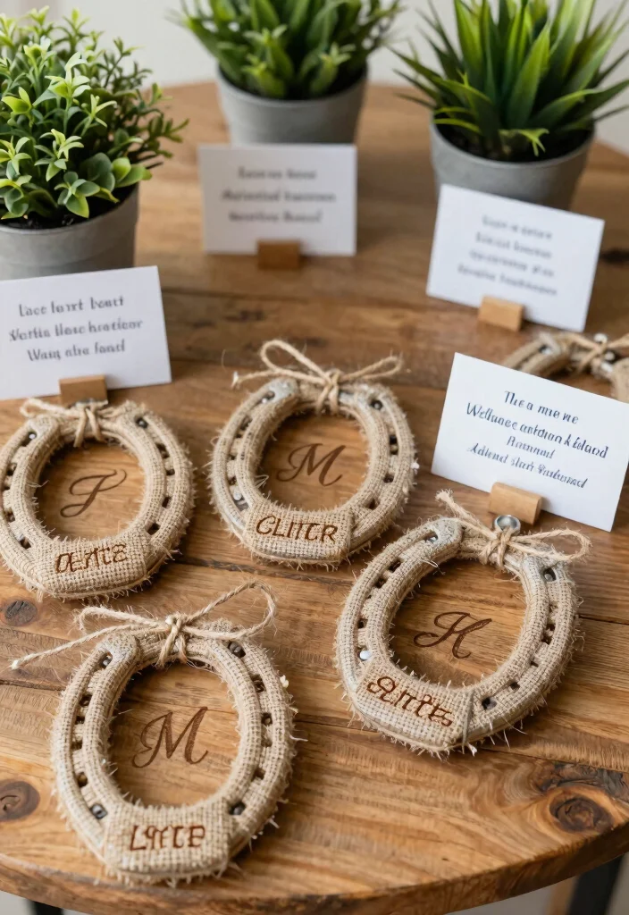 15 Horseshoe Wedding Decorations Ideas With Lucky Charm - 3. Personalized Horseshoe Favors 1