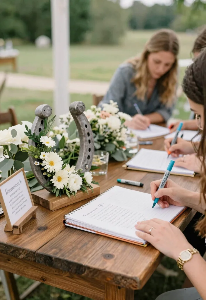 15 Horseshoe Wedding Decorations Ideas With Lucky Charm - 4. Horseshoe Guest Book 1