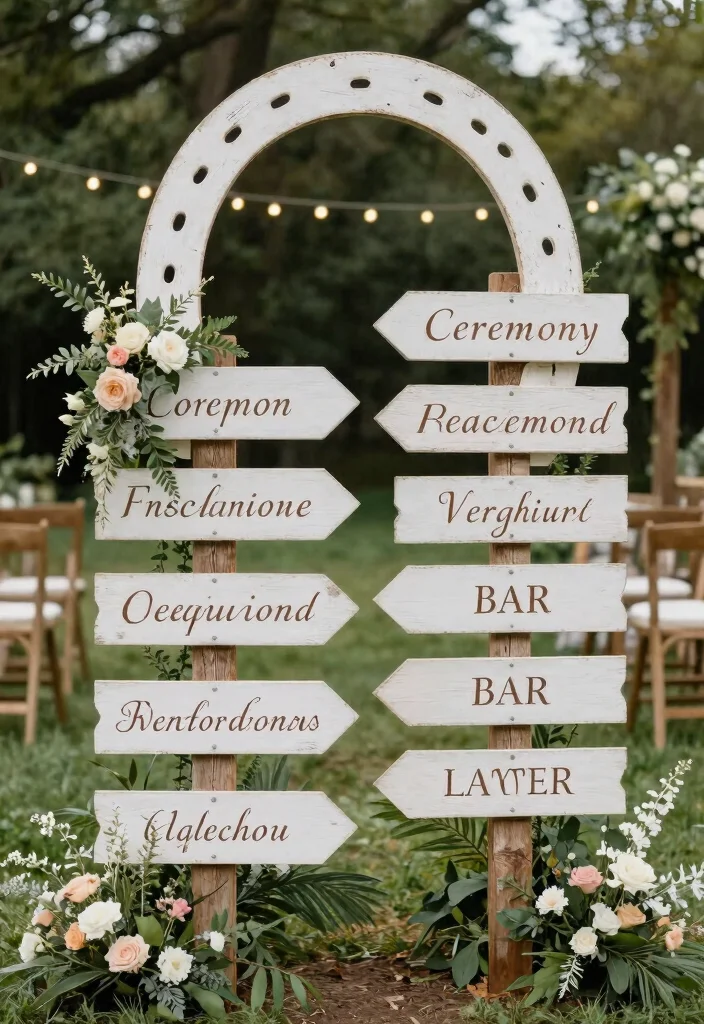 15 Horseshoe Wedding Decorations Ideas With Lucky Charm - 6. Horseshoe Signage 1