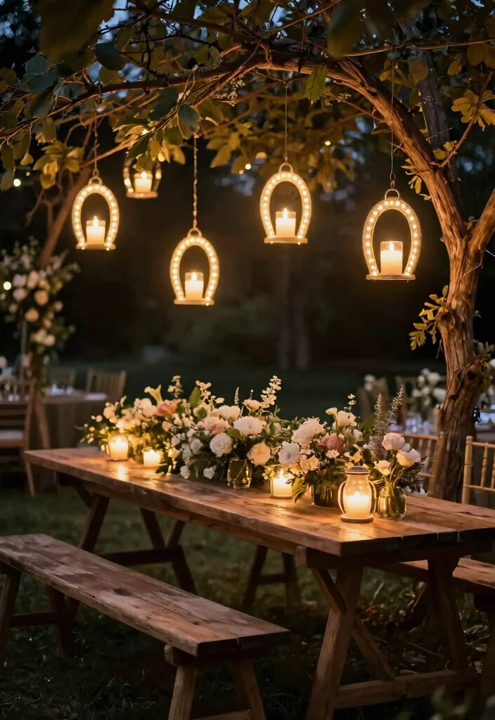 15 Horseshoe Wedding Decorations Ideas With Lucky Charm - 8. Horseshoe Lanterns 1