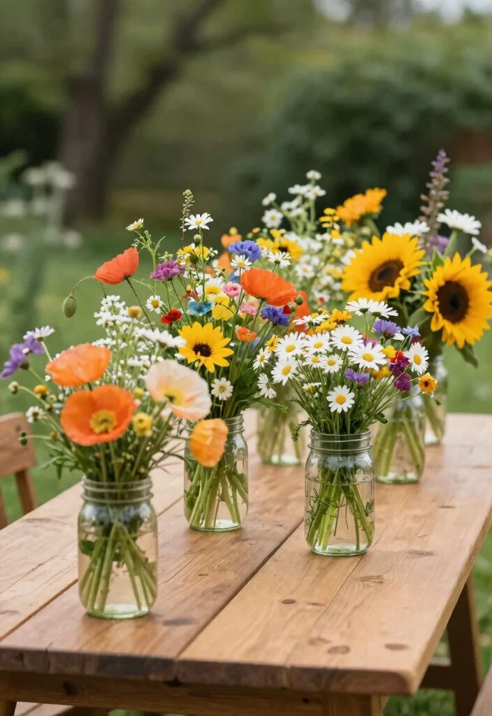 15 Summer Wedding Table Decor Ideas With Fresh Vibes - 1. Wildflower Centerpieces 1