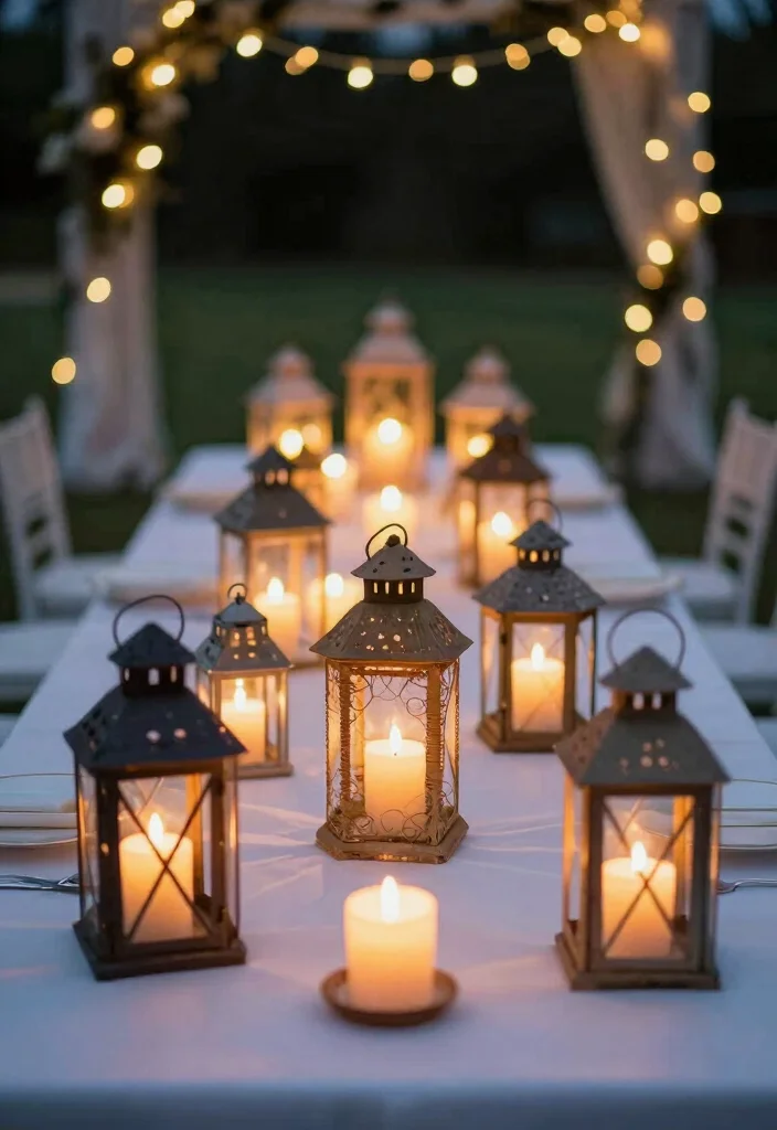 15 Summer Wedding Table Decor Ideas With Fresh Vibes - 10. Lanterns for Soft Lighting 1