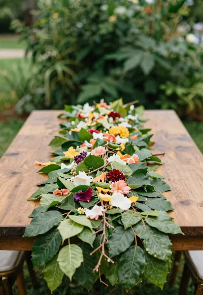 15 Summer Wedding Table Decor Ideas With Fresh Vibes - 11. Nature-inspired Table Runners 1