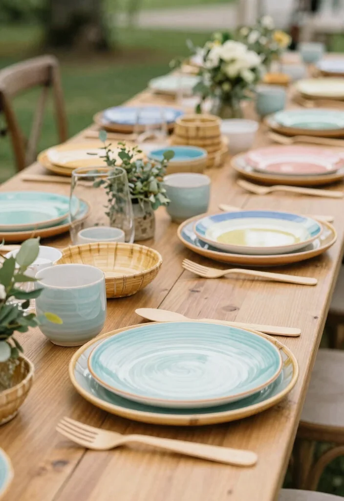 15 Summer Wedding Table Decor Ideas With Fresh Vibes - 12. Reusable Dinnerware 1