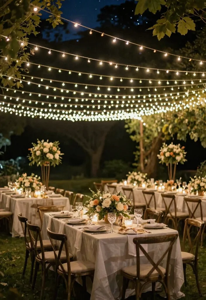 15 Summer Wedding Table Decor Ideas With Fresh Vibes - 15. Dreamy Fairy Lights 1