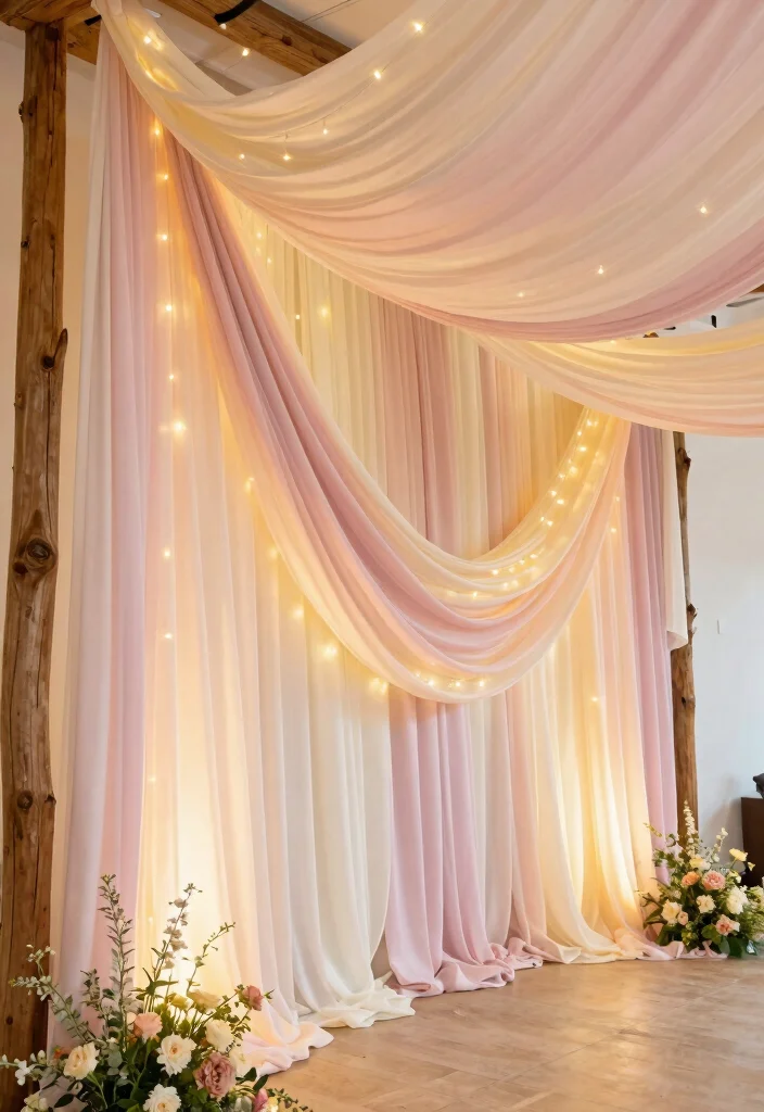 15 Wall Wedding Decorations Ideas That Transform Your Venue - 3. Fabric Draping 1