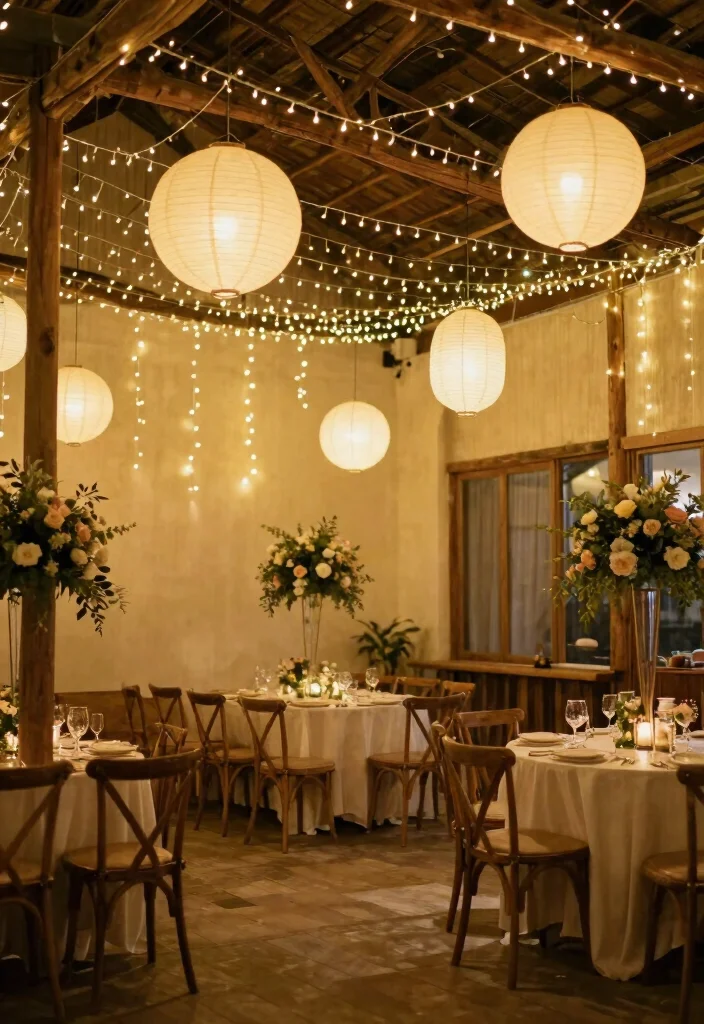 15 Wall Wedding Decorations Ideas That Transform Your Venue - 9. String Lights and Lanterns 1