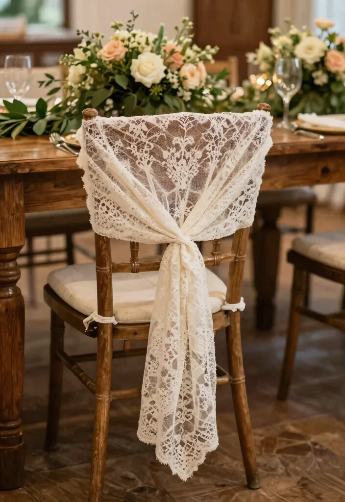 15 Wedding Chair Decorations 2026 Trending Ideas That Elevate Any Venue - 4. Vintage Lace Wraps 1