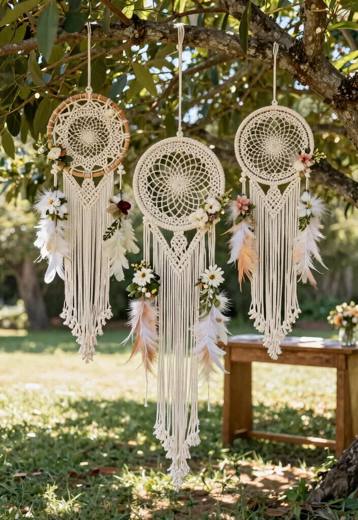15 Wedding Hanging Decorations Ideas That Add Drama - 2. Macramé Dreamcatchers 1