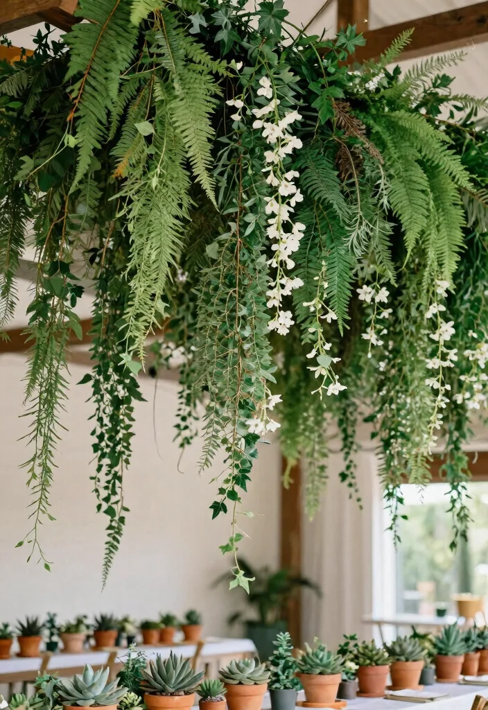 15 Wedding Hanging Decorations Ideas That Add Drama - 3. Cascading Greenery 1